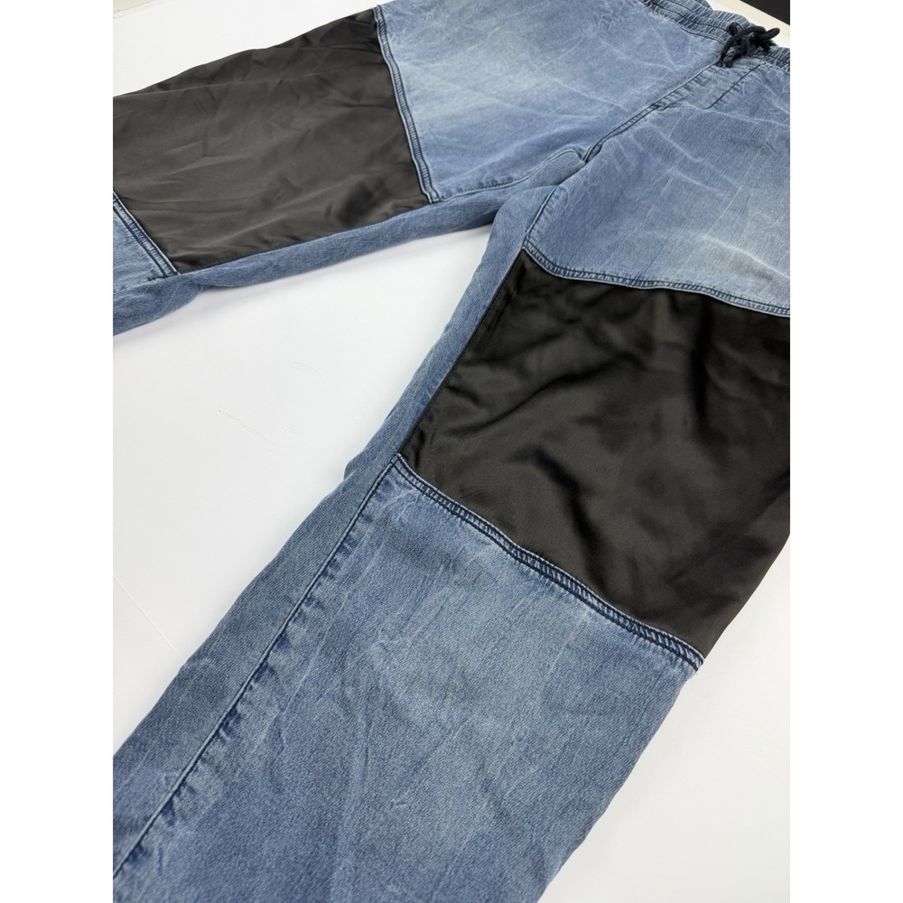 True Religion Jogger Pants Men's Approx 40 Blue Denim Contrast Panel Drawstring - Picture 3 of 16